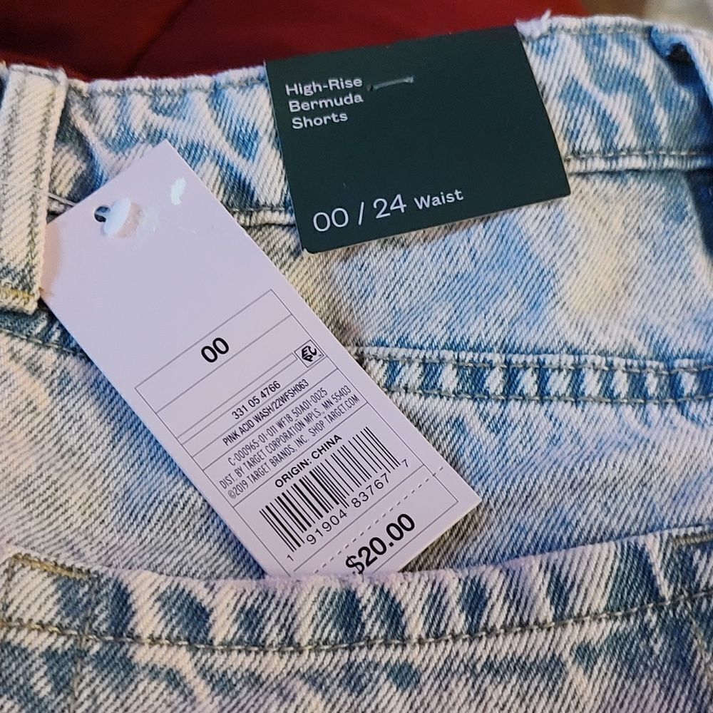 Wild Fable Pink Acid Wash High Rise Bermuda Jean Shorts - Picture 5 of 6